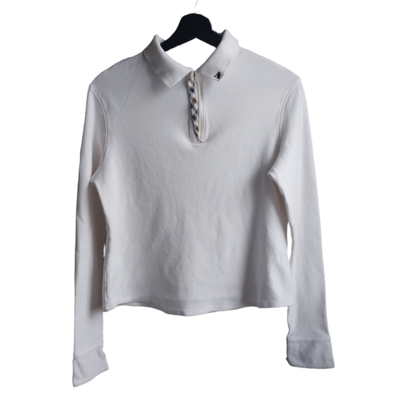 Aquascutum Cropped Zip up neck Sweater size Medium in White - Picture 3 of 9